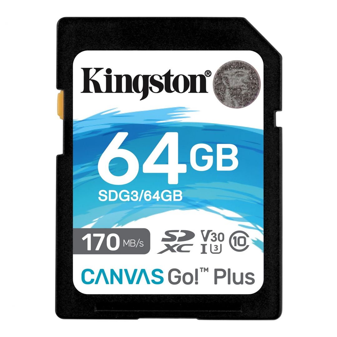 Kingston 64GB SDXC Canvas Go! Plus Class 10 170R C10 UHS-I U3 V30 