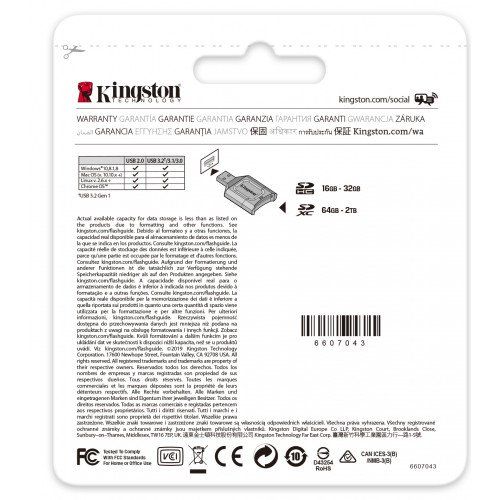 Kingston 64GB SDXC SDR2 Class 10 UHS-II U3 Canvas React Plus Kit + MLP SD Reader