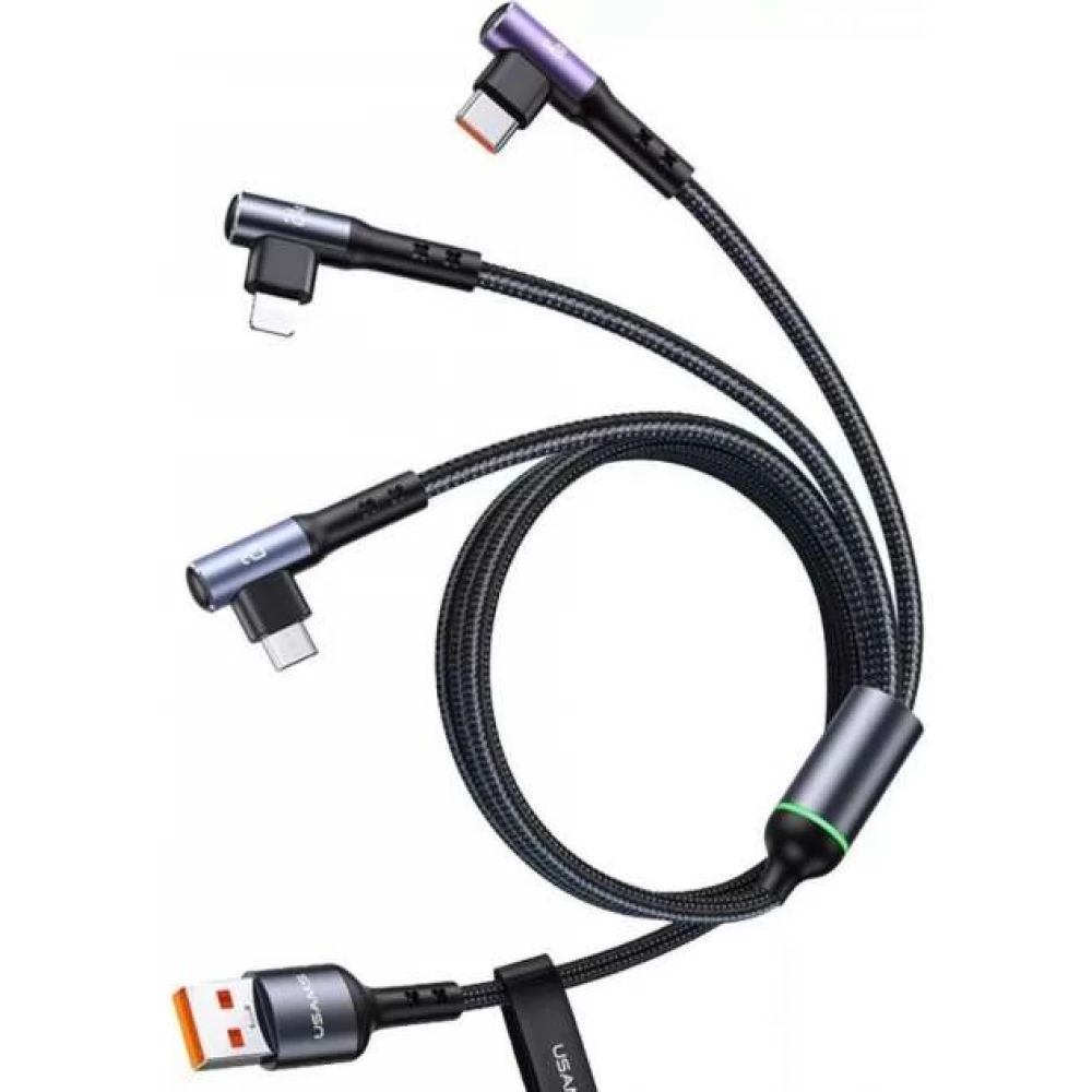 Usams USB-A to USB-C, Lightning, microUSB male/male cable 1,2m Black