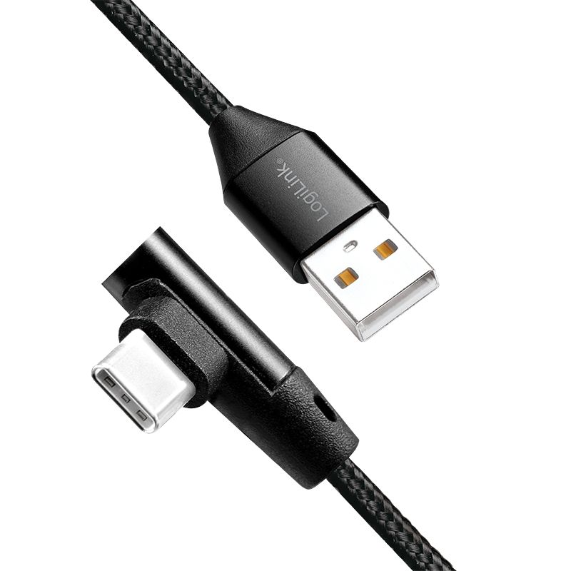Logilink USB 2.0 Type-C cable C/M (90°) to USB-A/M 0,3m Black