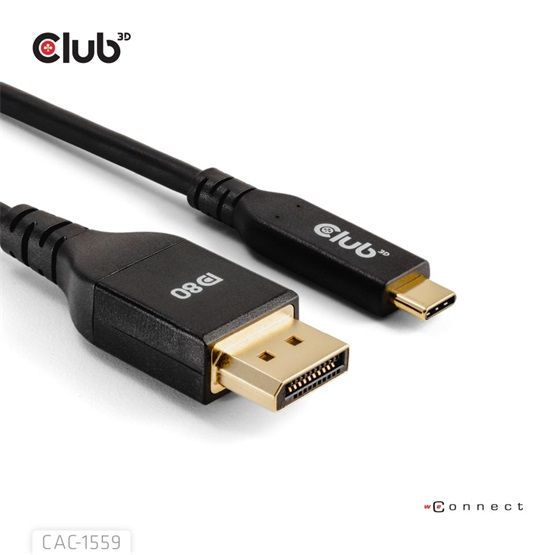Club3D USB Type-C Cable to DP 2.1 Bi-Directional VESA DP80 Certified Cable 1m Black