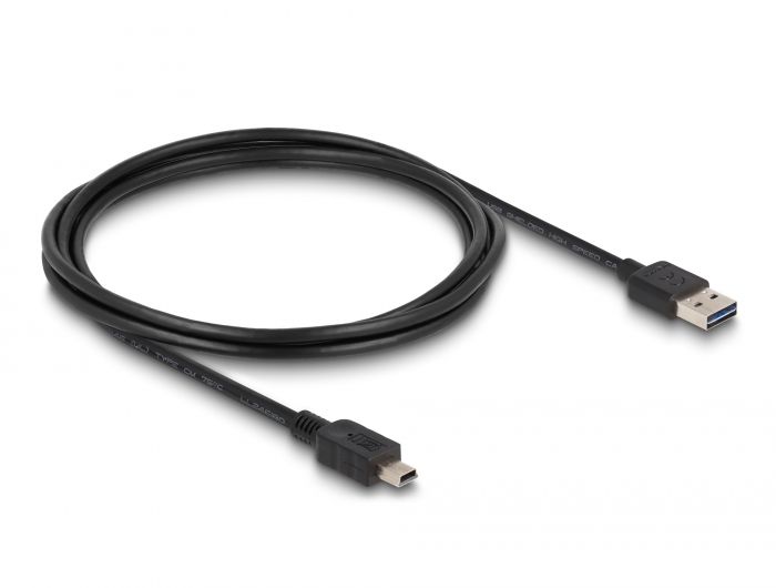 DeLock Cable EASY-USB 2.0 Type-A male > USB 2.0 Type Mini-B male 2m Black