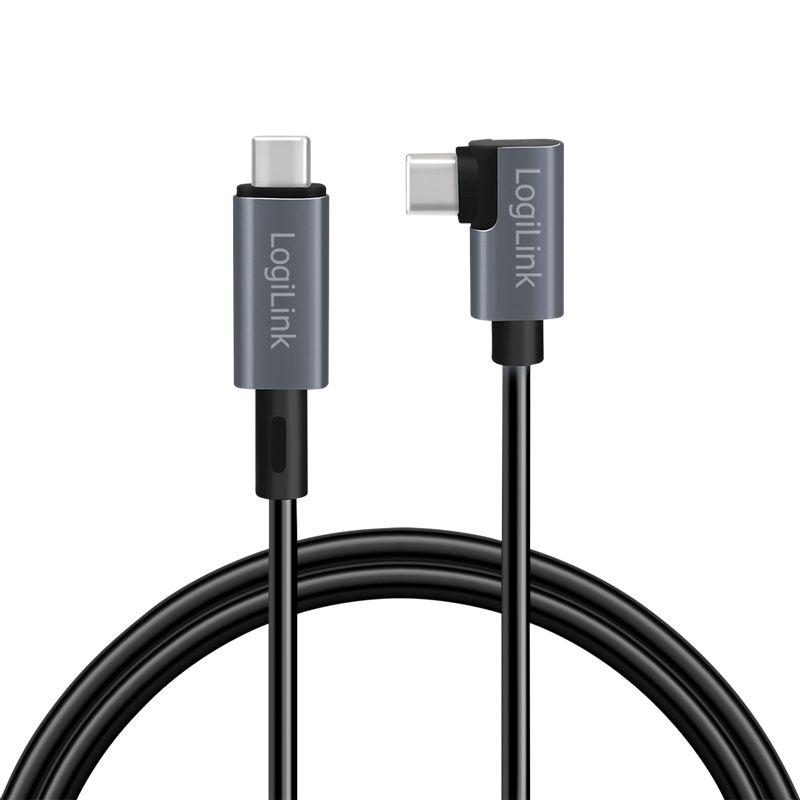 Logilink USB 2.0 Type-C cable C/M 90° to USB-C/M E-mark 3m Black/Grey
