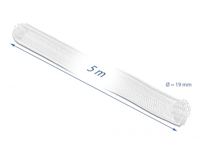 DeLock Braided Sleeving with Hook-and-Loop Fastener 5x19mm White