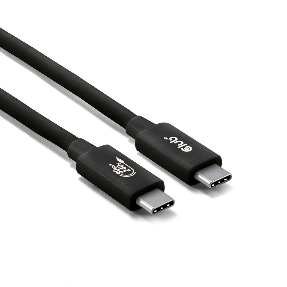 Club3D USB 80Gbps Certified 240W 8k240Hz Type-C 1,2m Cable Black