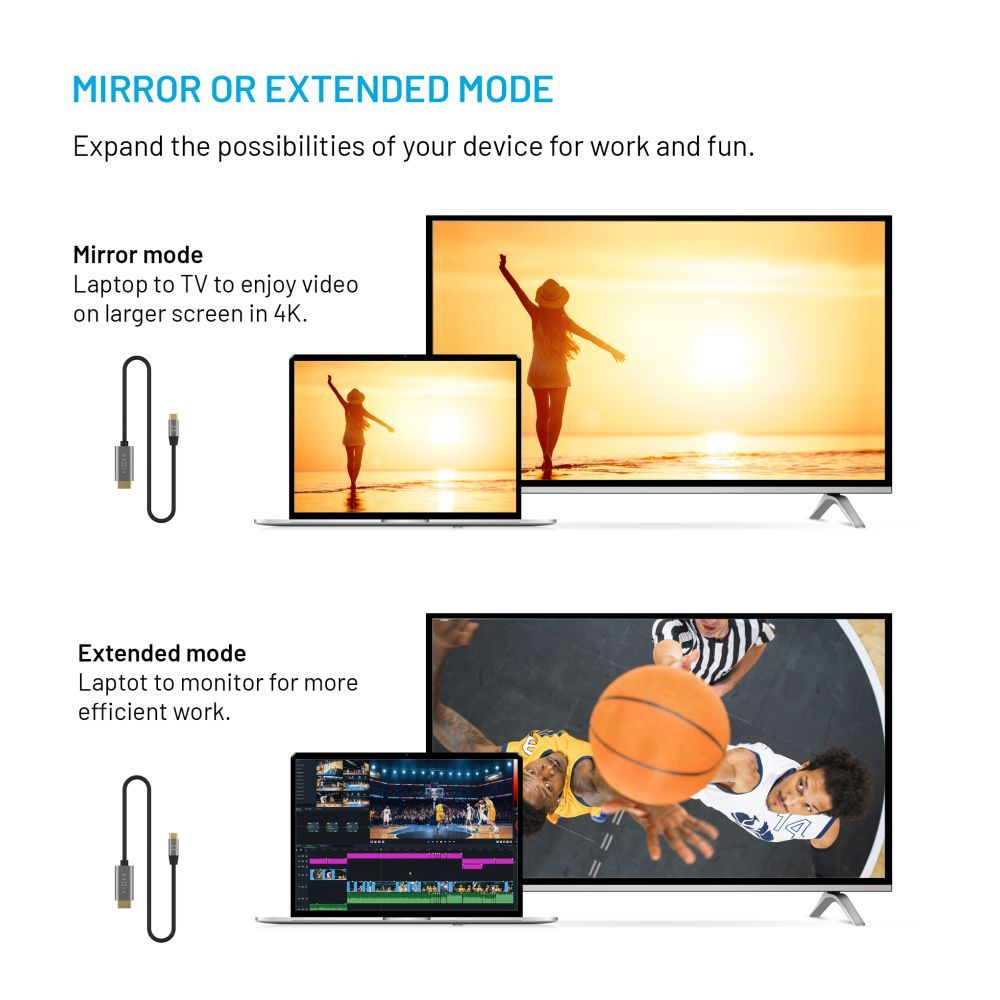 FIXED videó kábel USB-C/HDMI USB-C 3.1 Gen 2 18Gbps HDMI 2.0 4K60Hz 2m, szürke