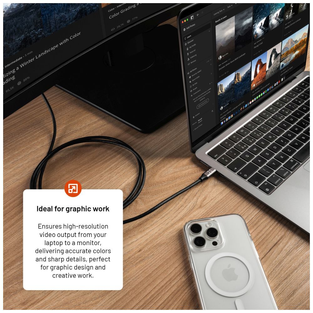 FIXED videó kábel USB-C/HDMI USB-C 3.1 Gen 2 18Gbps HDMI 2.0 4K60Hz 2m, szürke