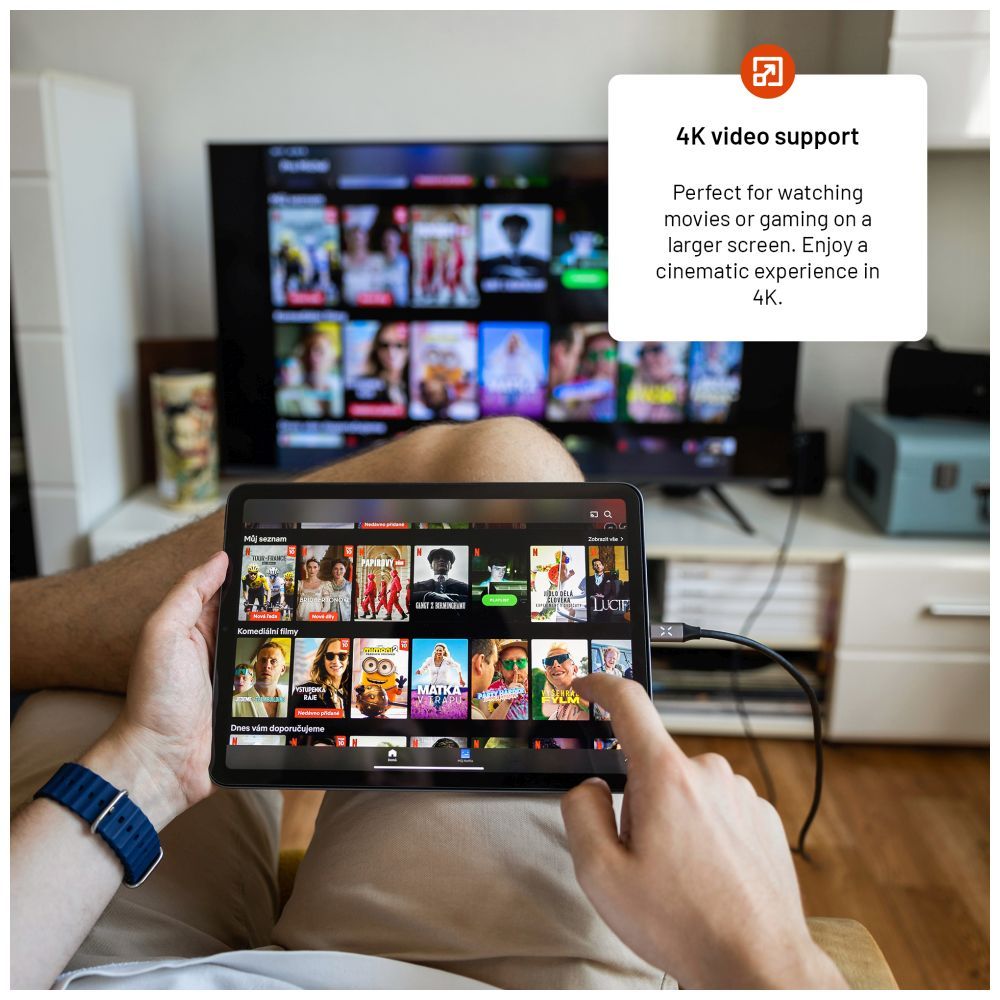 FIXED videó kábel USB-C/HDMI USB-C 3.1 Gen 2 18Gbps HDMI 2.0 4K60Hz 2m, szürke