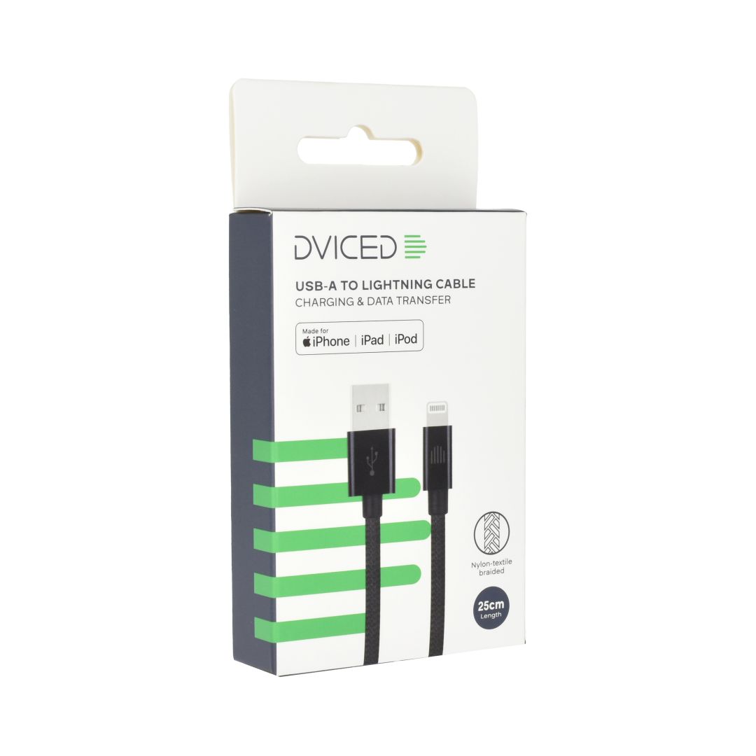 Dviced USB-A to Lightning cable 0,25m Black