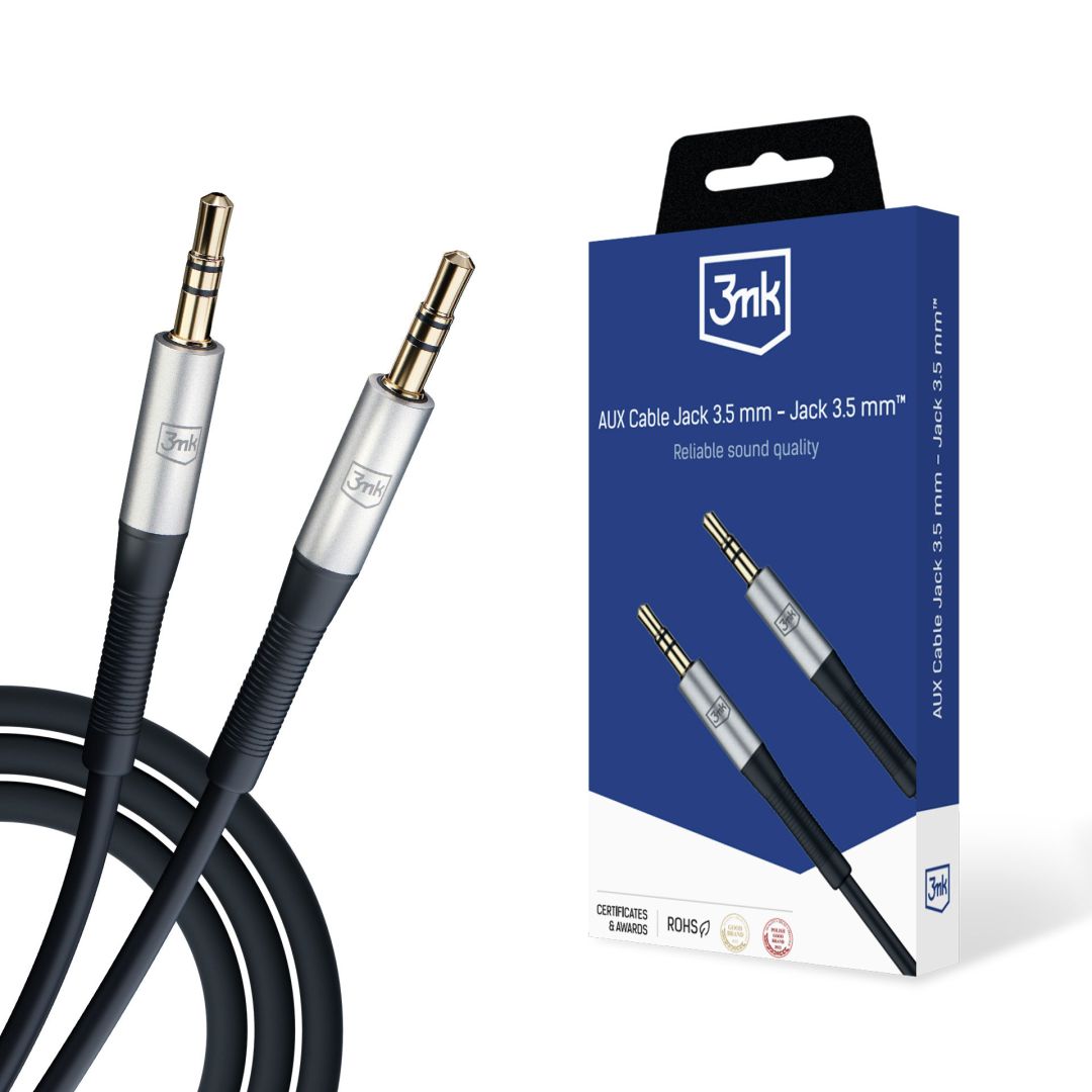 3mk AUX Jack 3,5mm - Jack 3,5mm cable 1m Black