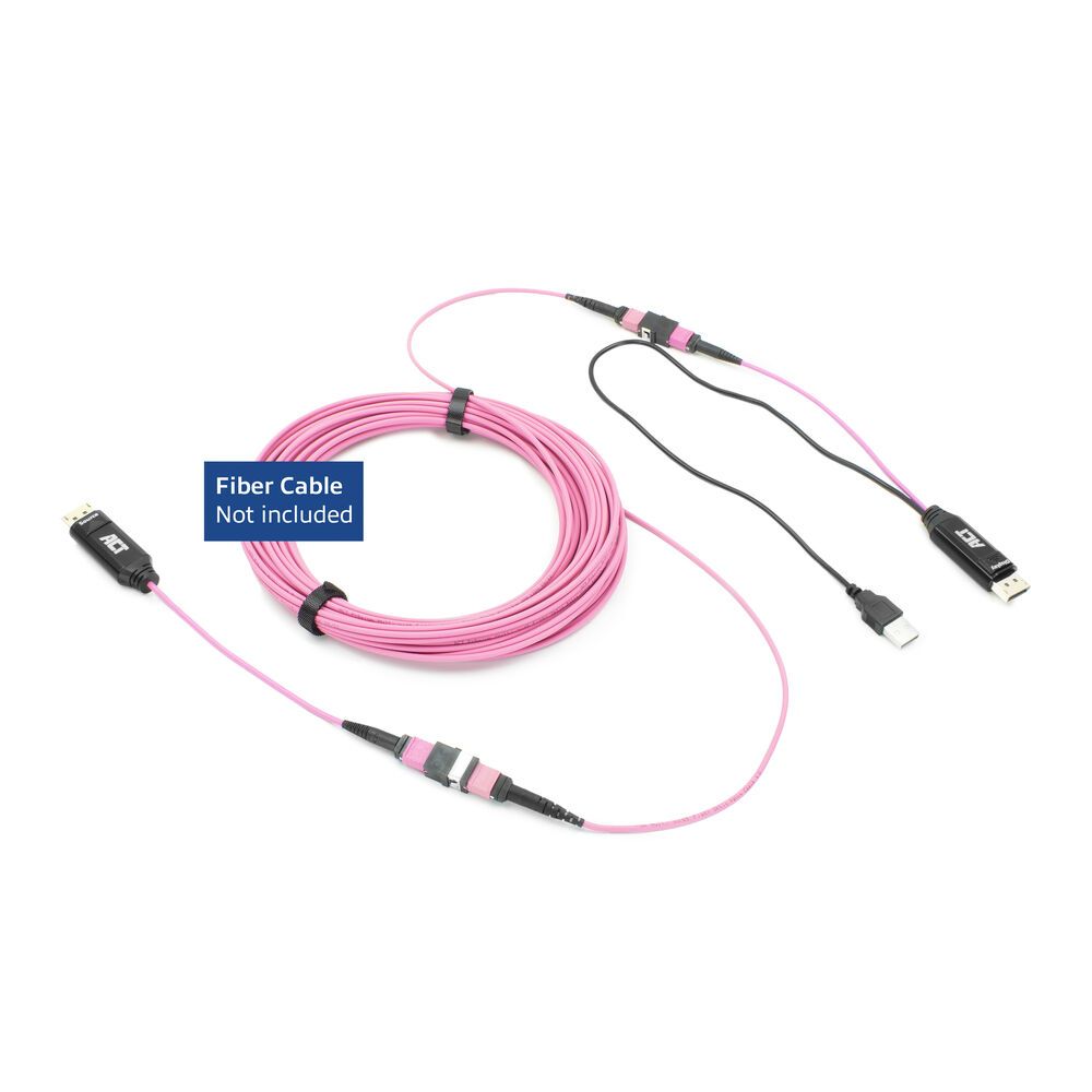 ACT DisplayPort to MTP/MPO adapter set to extend a DisplayPort connection up to 8K@60Hz Violet