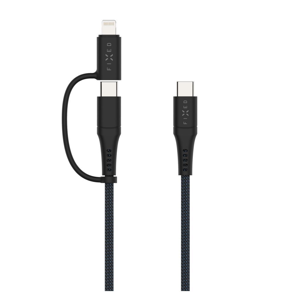 FIXED USB-C/USB-C/Lightning MFi PD 60W adapter kábel 2m szürke