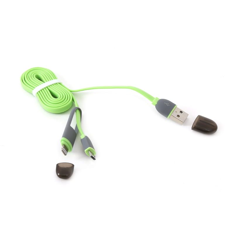 Platinet USB-A to microUSB/Lightning 2in1 Cable Green