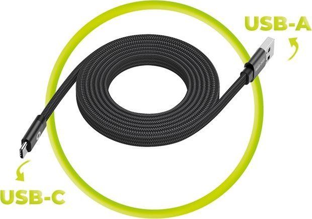 Mobile Origin Magnetic Flat Patented Original Cable USB-A to USB-C 1m Black  