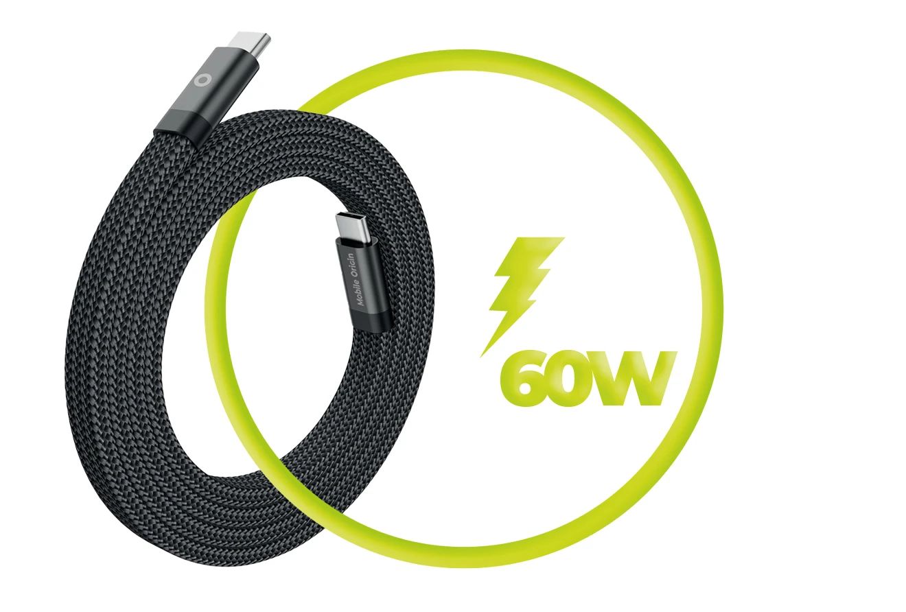 Mobile Origin Magnetic Flat Patented Original Cable USB-C to USB-C 1m Black