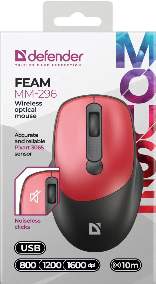Defender Feam MM-296 Wireless Mouse Red