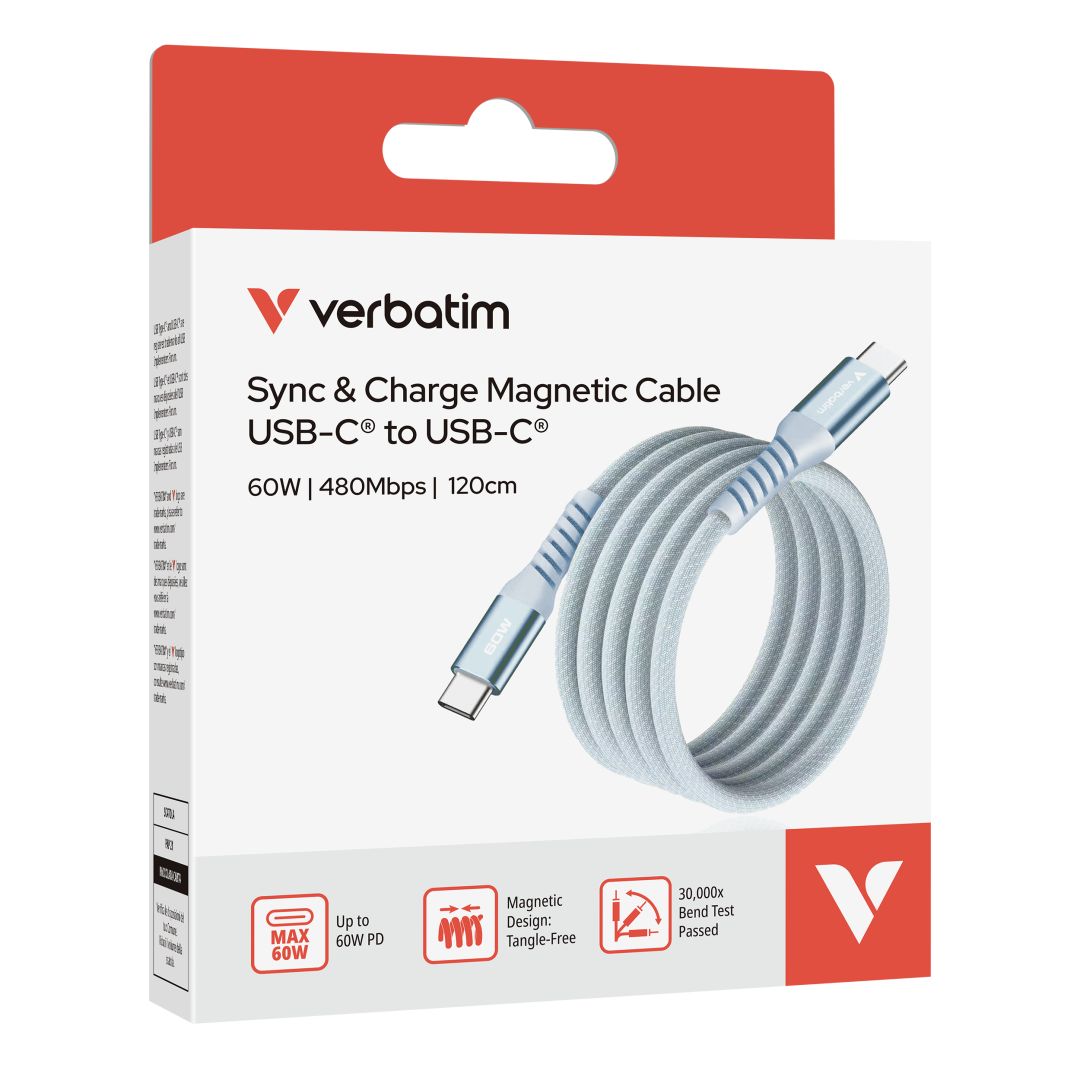 Verbatim Sync&Charge USB-C/USB-C 60W Magnetic cable 1,2m Blue
