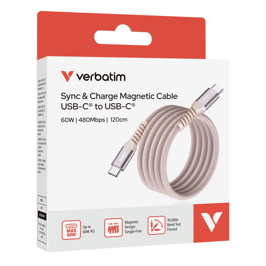 Verbatim Sync&Charge USB-C/USB-C 60W Magnetic cable 1,2m Pink