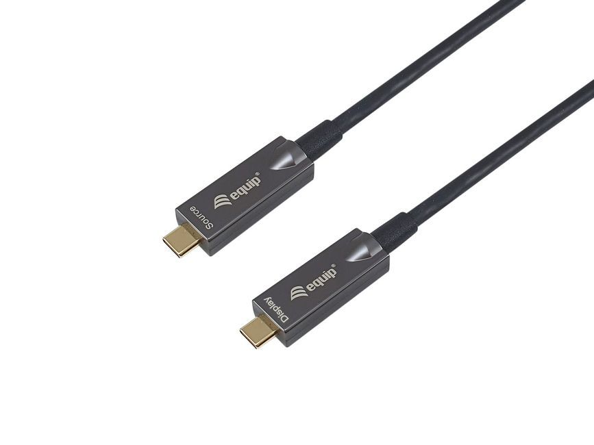 EQuip USB-C to C Active Optical Cable M/M 15m PD 60W 4K/60Hz 10Gbps Black