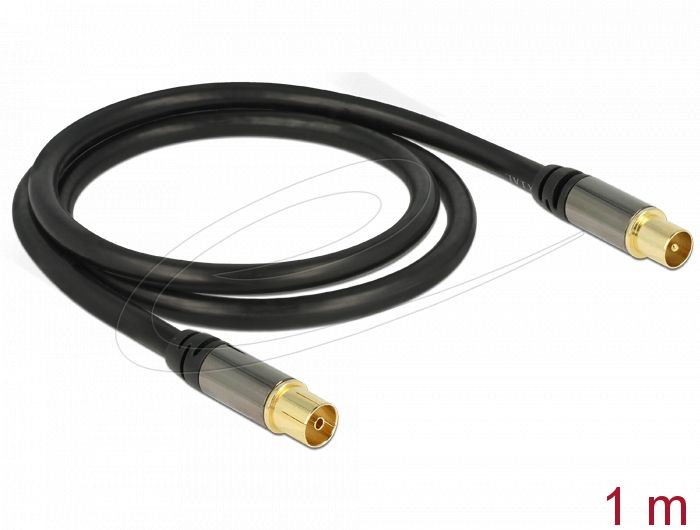 DeLock Antenna Cable IEC Plug > IEC Jack RG-6/U 1m Black