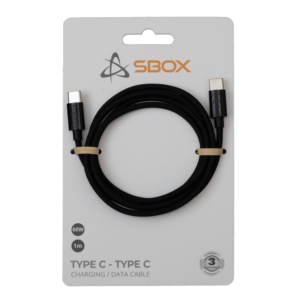 SBOX Type-C to Type-C 60W Charge and sync cable 1m Black