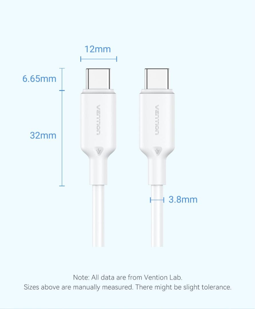 Vention USB 2.0 Type-C Male to Type-C Male 3A Cable 2m White