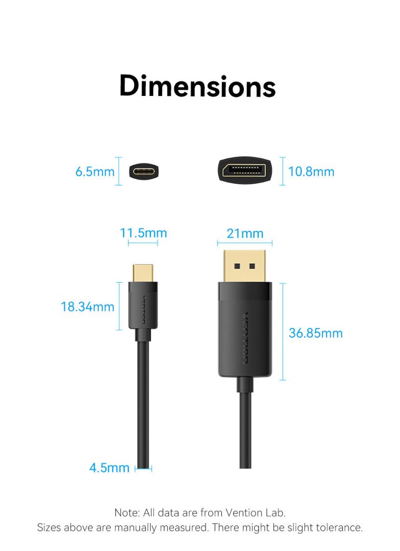 Vention USB-C to DP 4K HD cable 1m Black