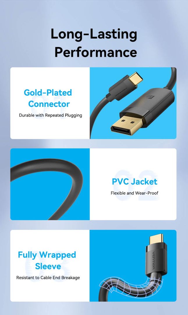 Vention USB-C to DP 4K HD cable 2m Black