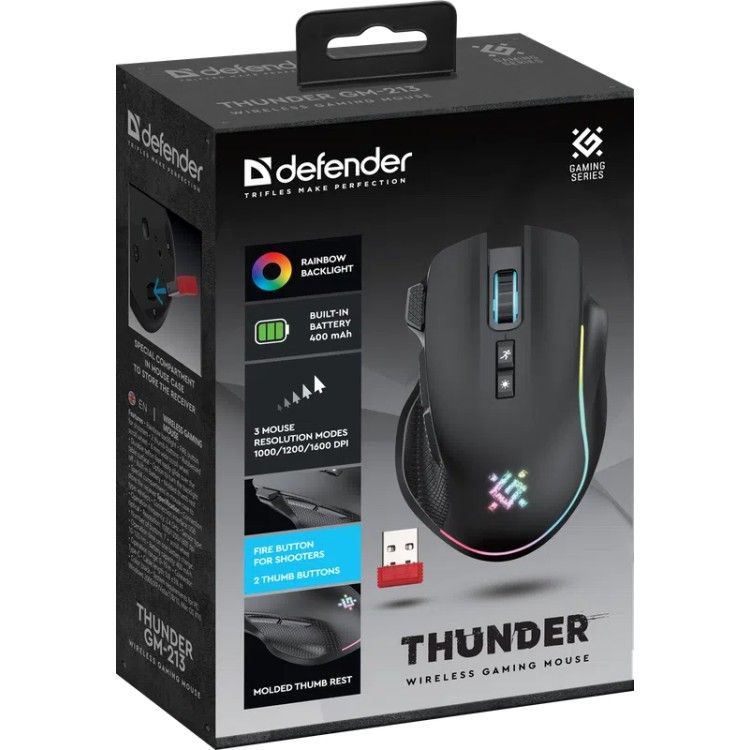 Defender Thunder GM-213 Wireless Gaming Mouse Black