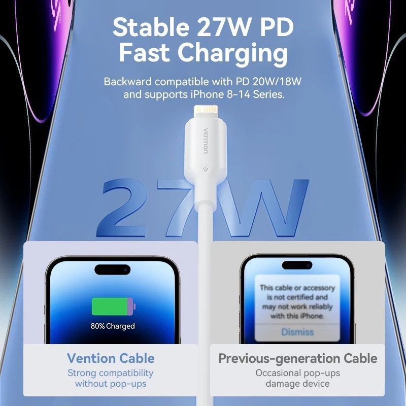 Vention USB-C 2.0 to Lightning cable 1m Blue