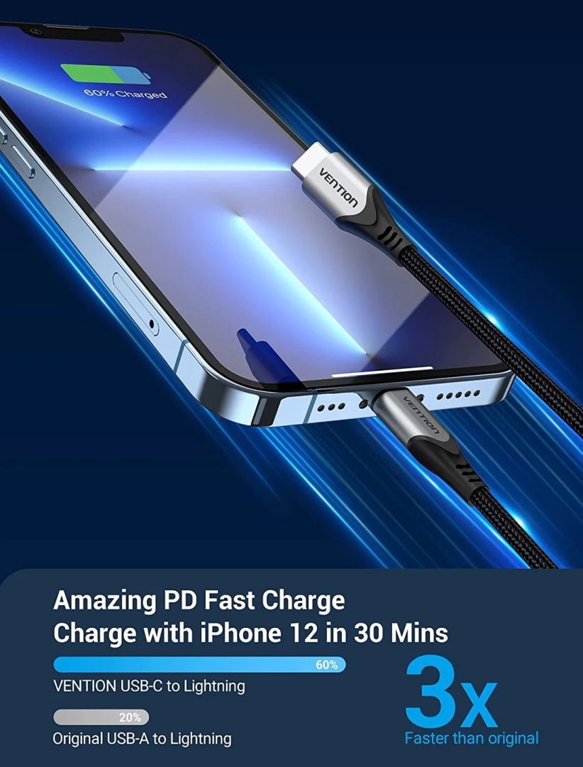 Vention USB 2.0 C to Lightning Cable Aluminum Alloy Type 2m Black