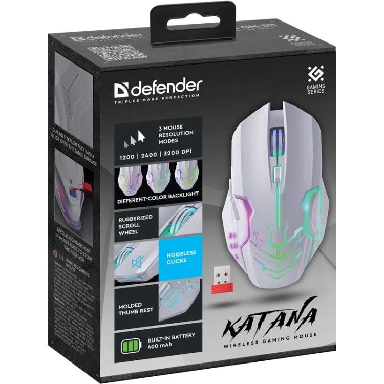 Defender Katana GM-511 Wireless Gaming Mouse White