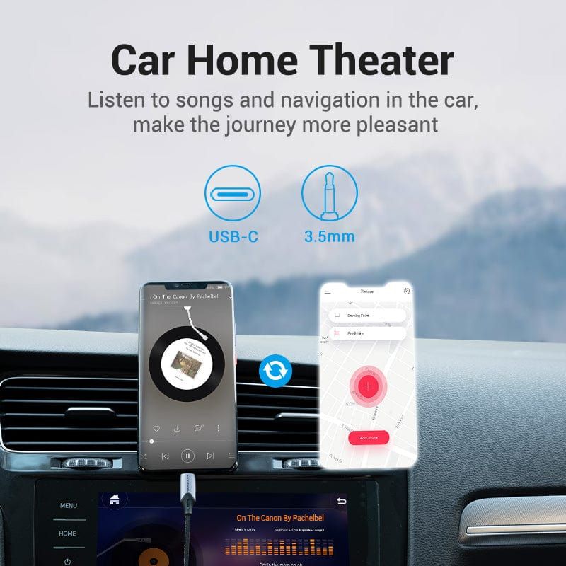 Vention USB-C Male to 3.5mm Male Audio Adapter cable 1m Black