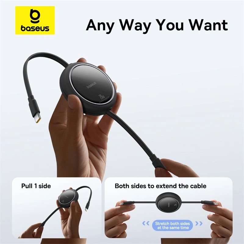 Baseus Free2Pull Retractable 20W Type-C to Lightning Charging cable 1m Black