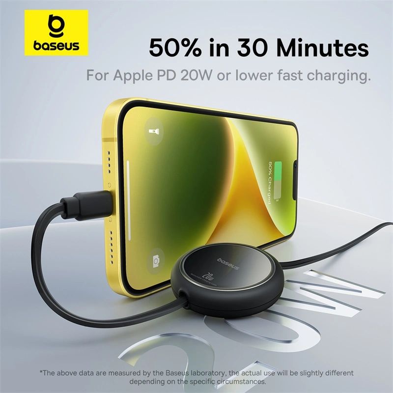 Baseus Free2Pull Retractable 20W Type-C to Lightning Charging cable 1m Black