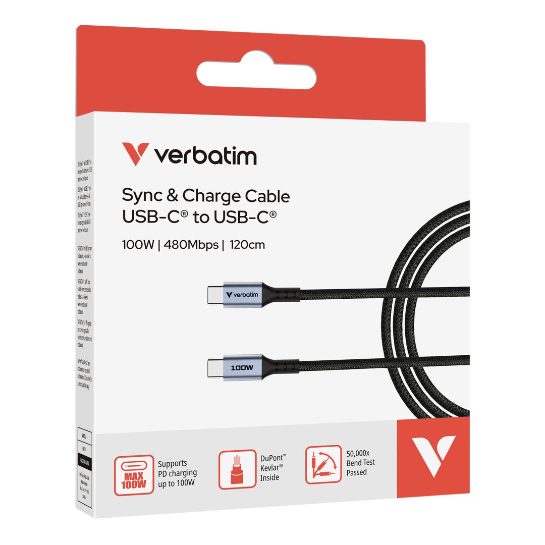 Verbatim Sync & Charge 100W Cable 1,2m Black