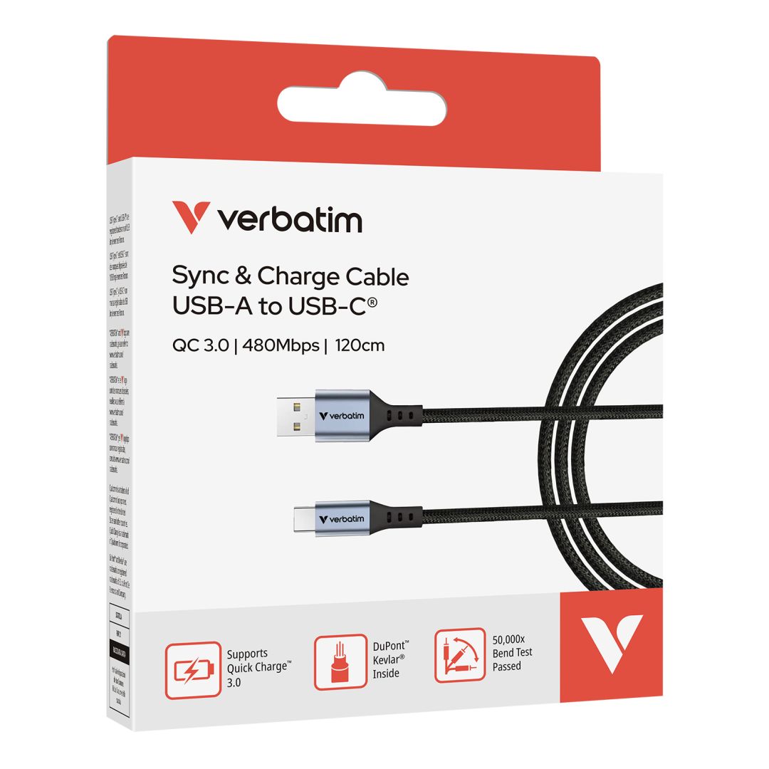 Verbatim Sync & Charge USB-A to USB-C Cable 1,2m Black