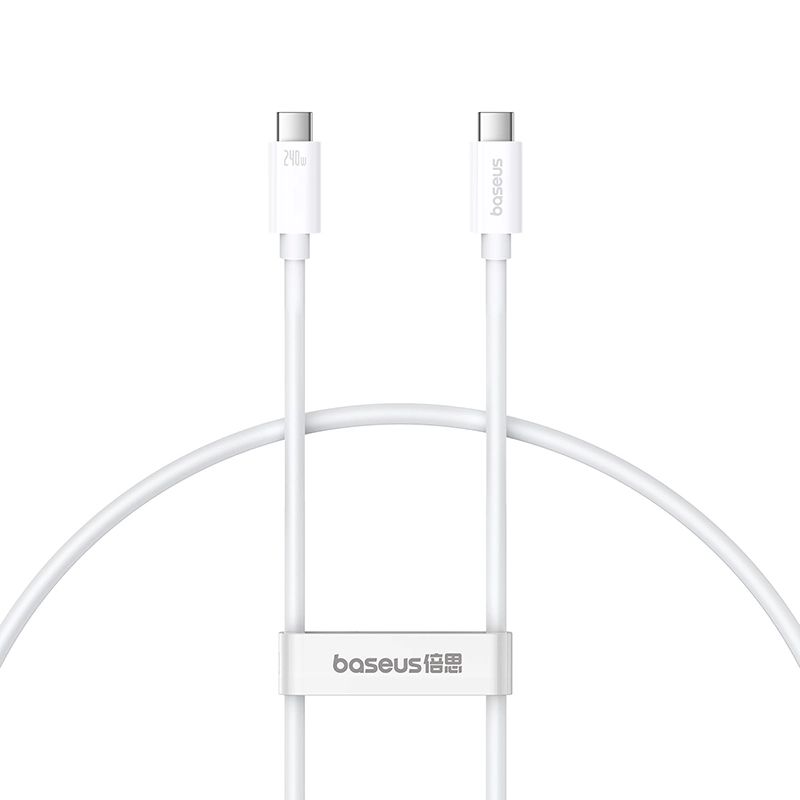 Baseus 240W Type-C to Type-C 8K 60HZ Full-Function Fast Charging cable 1m Moon White