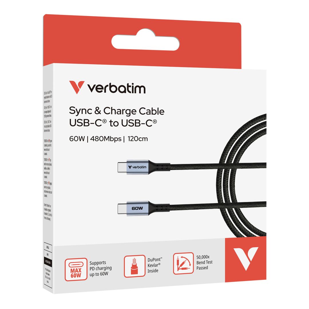 Verbatim Sync & Charge USB-C to USB-C Cable 1,2m Black