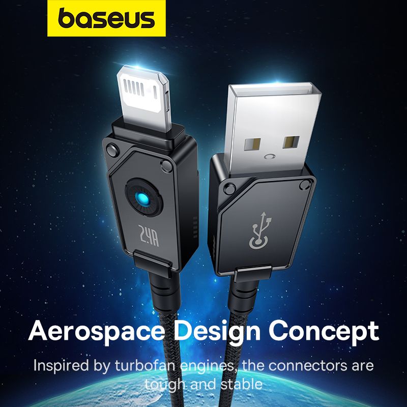 Baseus Unbreakable Series 2.4A USB to Lightning Fast Charging Data cable 1m Black