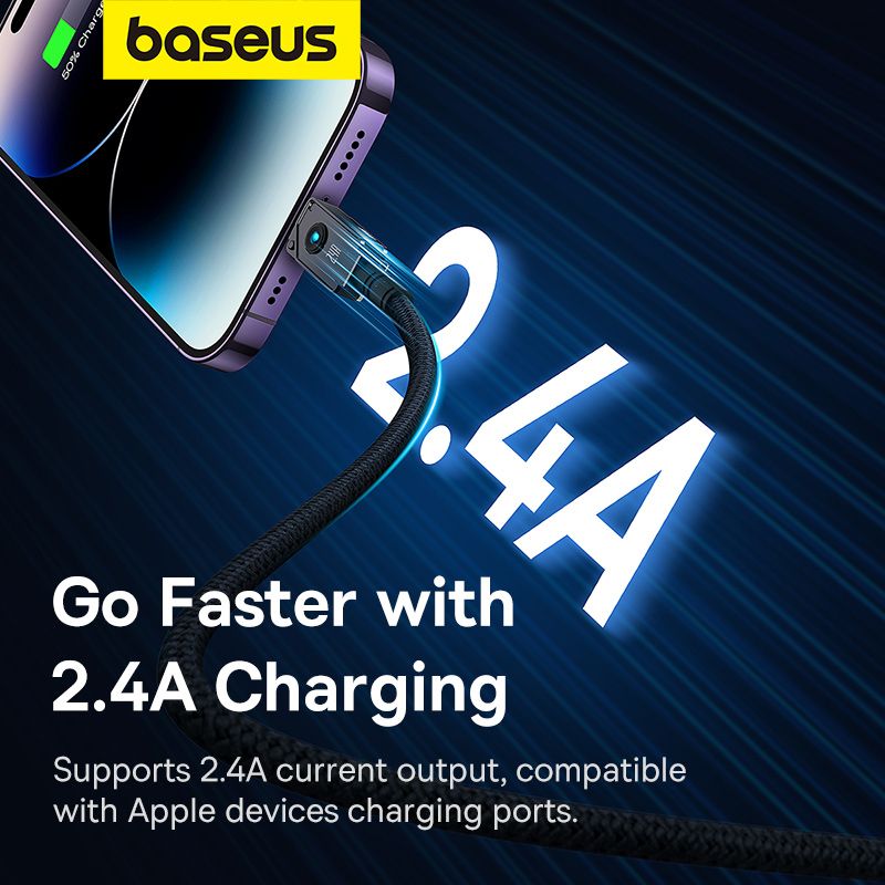 Baseus Unbreakable Series 2.4A USB to Lightning Fast Charging Data cable 2m Black