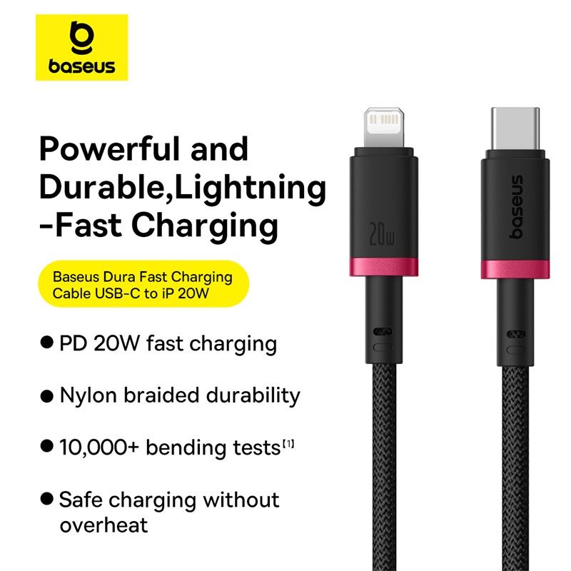 Baseus Dura Series 20W Fast Charging Type-C to Lightning cable 1m Red/Black
