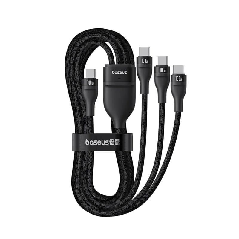Baseus Flash Series 100W Type-C to C+C+C Fast Charging Cable 1,5m Black