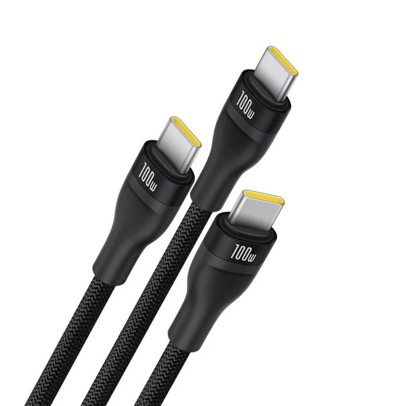 Baseus Flash Series 100W Type-C to C+C+C Fast Charging Cable 1,5m Black