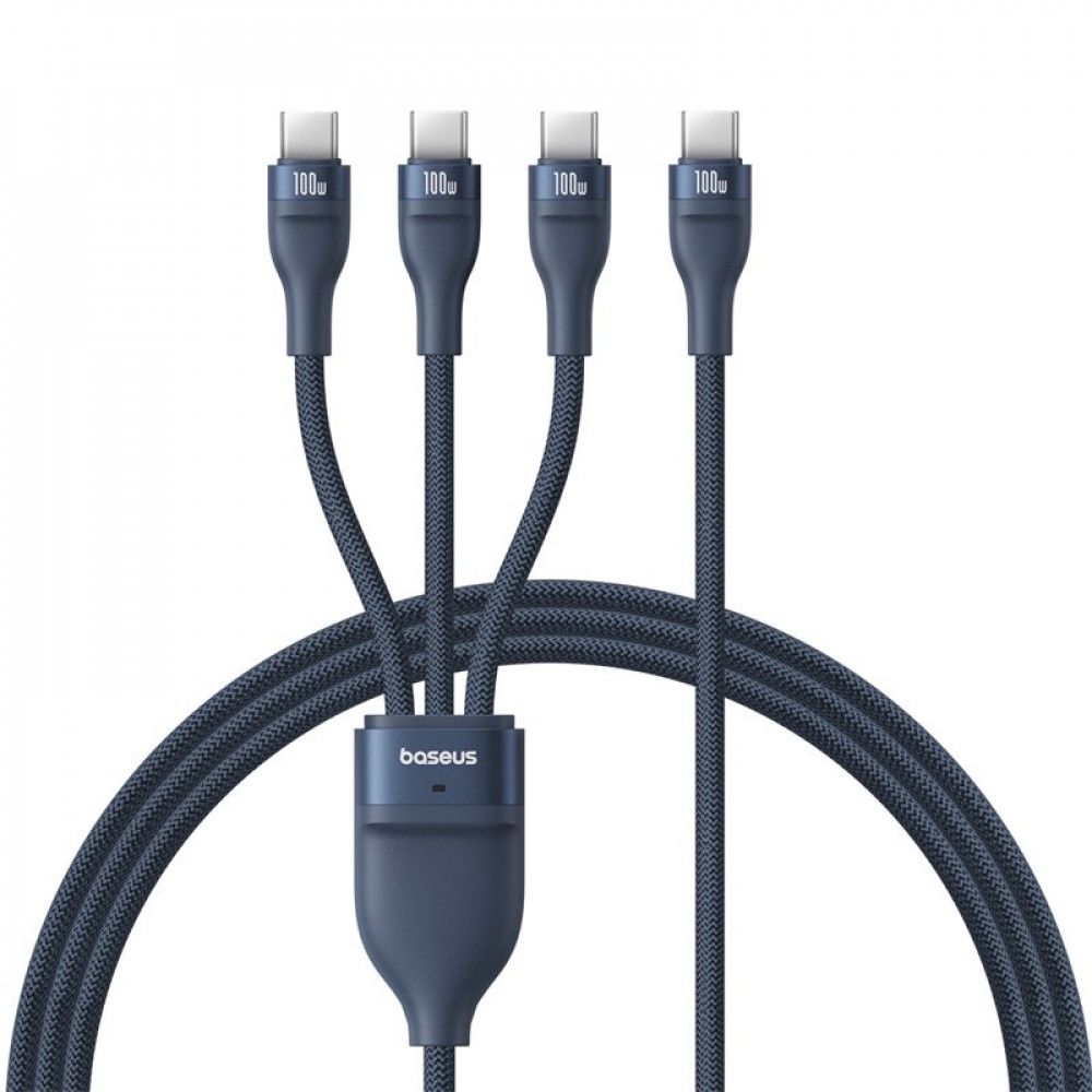 Baseus Flash Series 100W Type-C to C+C+C Fast Charging Cable 1,5m Blue
