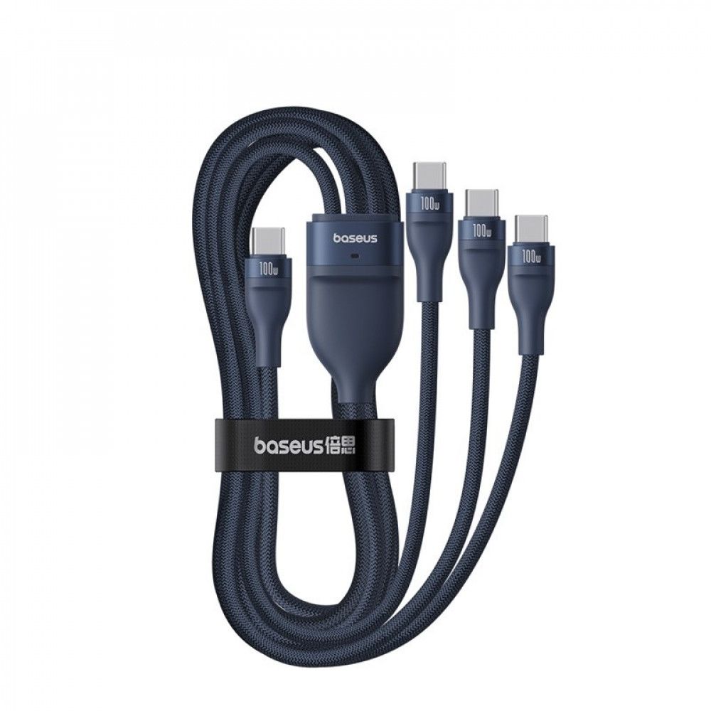 Baseus Flash Series 100W Type-C to C+C+C Fast Charging Cable 1,5m Blue