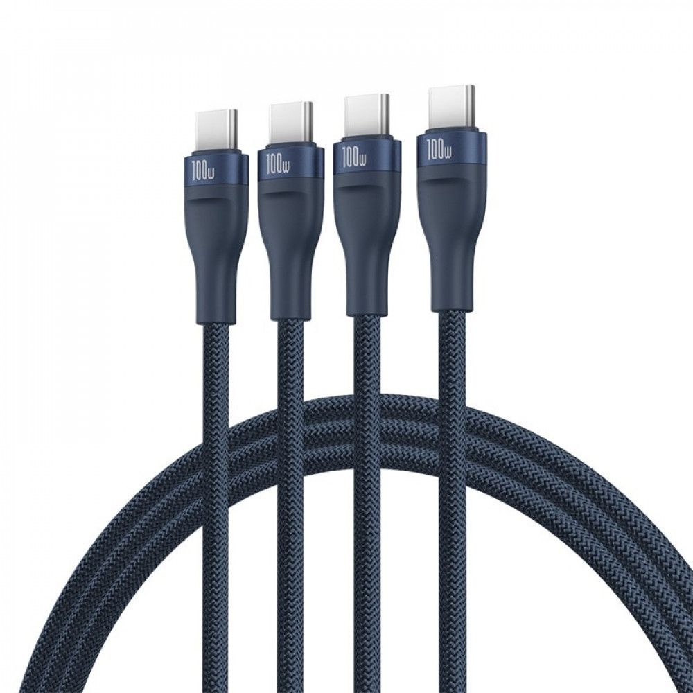Baseus Flash Series 100W Type-C to C+C+C Fast Charging Cable 1,5m Blue