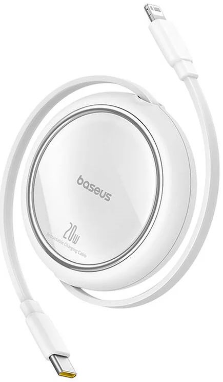 Baseus Free2Pull Expandable USB C to iP Ligtning 20W fast charging cable 1m White