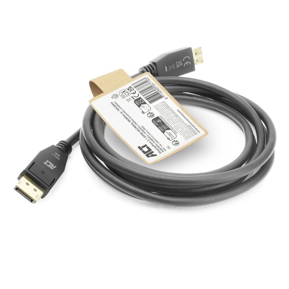 ACT DisplayPort 2.1 cable 8K male to male 1m Black
