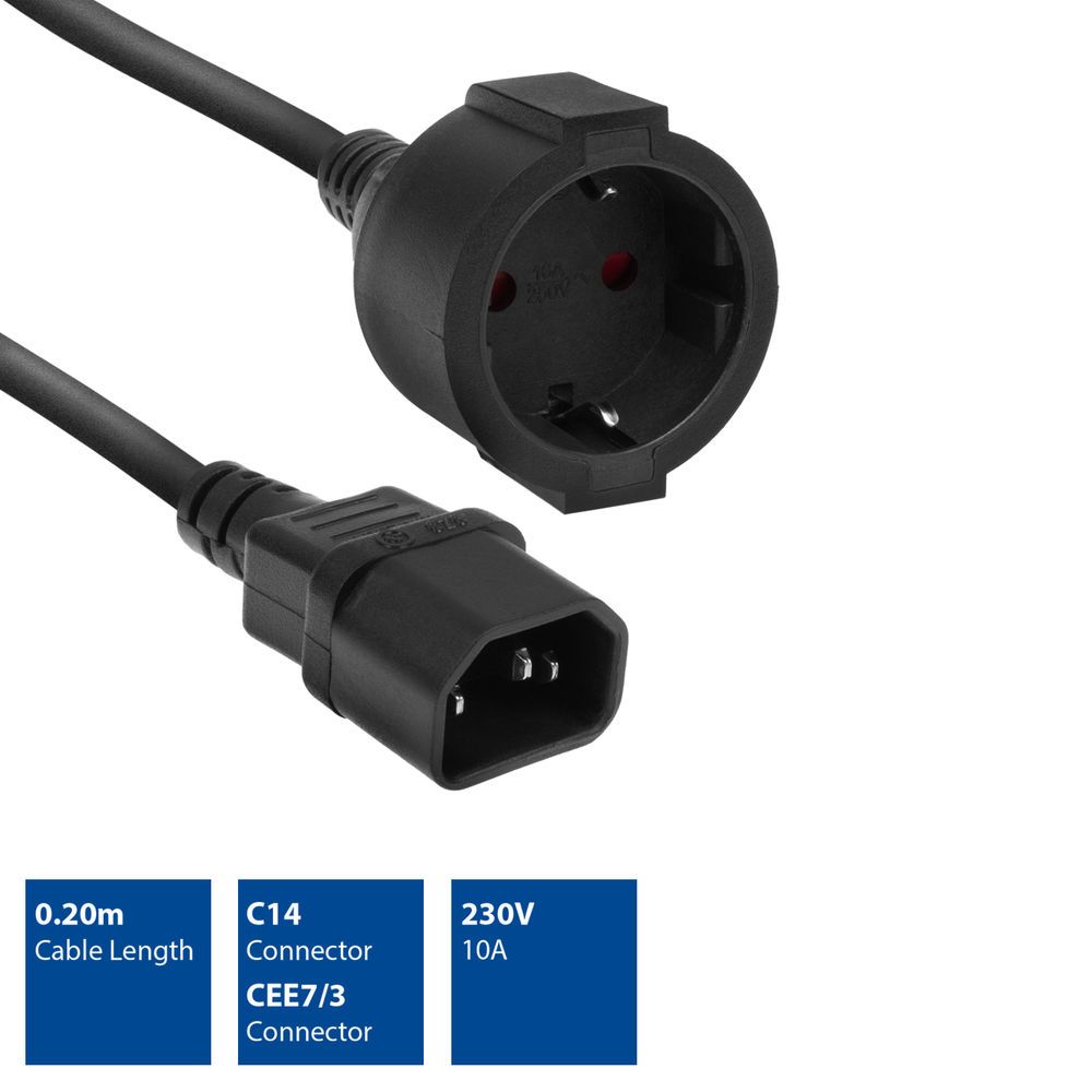 ACT AK5250 Powercord C14 IEC - CEE 0,2m Black